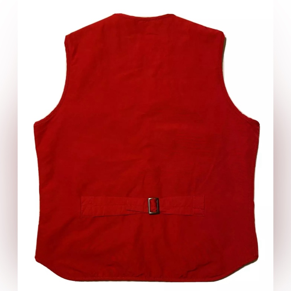 Woolrich Snap Down Red Tartan Lining Back Buckle Pockets Men's Vest Sz M EUC - Picture 6 of 10
